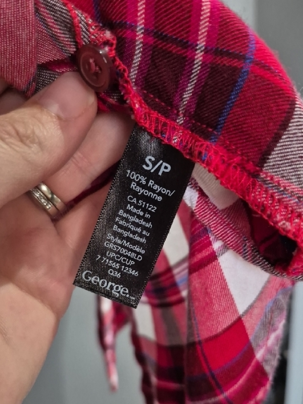 2 For $20 George Red and White Plaid Sleeveless Button-Front Camisole Size Small - Picture 9 of 9